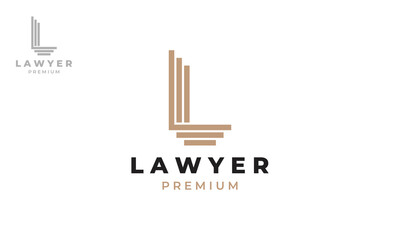Lawyer Logo Design , Combination Pillar With Letter L , Template Vector