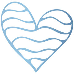 Simple blue doodle heart. Isolated design element for valentine's day, wedding, romance. Transparent PNG clipart