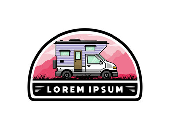 Van box camper illustration badge design