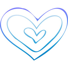 Simple blue doodle heart. Isolated design element for valentine's day, wedding, romance. Transparent PNG clipart