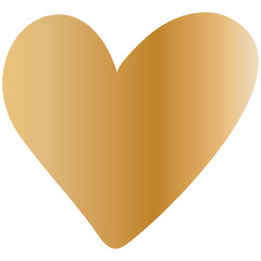 Simple golden doodle hand drawn heart. Isolated design element for valentine's day, wedding, romance