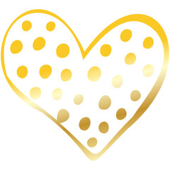 Simple golden doodle hand drawn heart. Isolated design element for valentine's day, wedding, romance