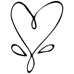 Simple doodle hand drawn heart. Isolated design element for valentine's day. Transparent PNG clipart