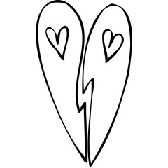 Simple doodle hand drawn heart. Isolated design element for valentine's day. Transparent PNG clipart