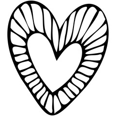 Simple doodle hand drawn heart. Isolated design element for valentine's day. Transparent PNG clipart