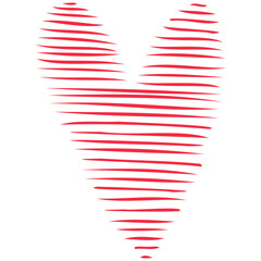 Obraz premium Simple red heart, hand drawn illustration in doodle style. Valentine's day, love, romance. Transparent PNG clipart