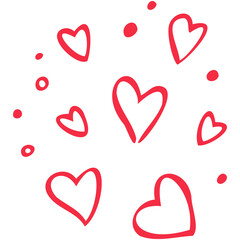 Simple red heart, hand drawn illustration in doodle style. Valentine's day, love, romance. Transparent PNG clipart