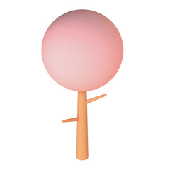Pink tree isometric illustration in 3D design