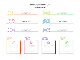 シンプルな数字の見出しライン&フレーム　Infographics design template