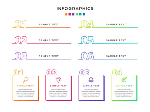 シンプルな数字の見出しライン&フレーム　Infographics design template