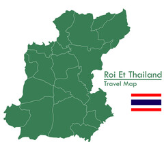 green map Roi Et Province is one of the provinces of Thailand