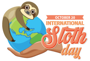 International sloth day banner concept vector