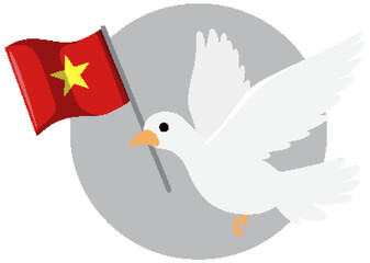 Vietnam flag with white dove bird