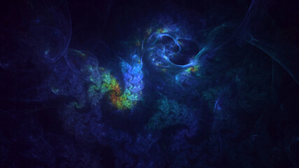 3D rendering abstract colorful fractal light background