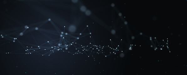 Obraz premium Abstract futuristic - technology with polygonal shapes on dark blue background. Design digital technology concept. 3d illustration.