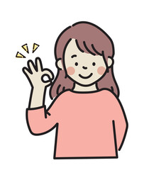OKサインを出す女性イラスト
