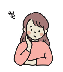 頬杖をついて悩む女性