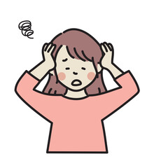 Obraz premium 頭をかかえる女性