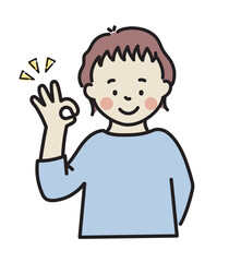 OKサインを出す女性イラスト
