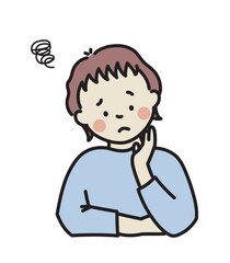 頬杖をついて悩む女性