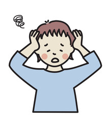 頭をかかえる女性