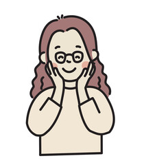 照れ笑いする女性