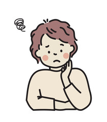 頬杖をついて悩む男性