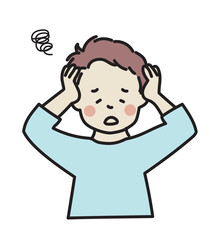 頭を抱える男性