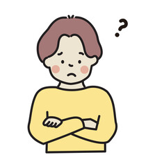 腕組み　悩む男性