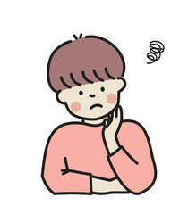 頬杖をついて悩む男性
