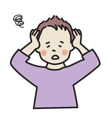 頭を抱える男性