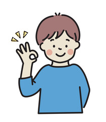 OKサインを出す男性イラスト