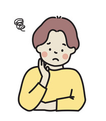 頬杖をついて悩む男性