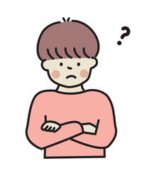 腕組み　悩む男性