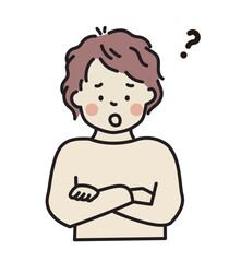 腕組み　悩む男性