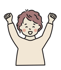 ガッツポーズ　喜ぶ男性