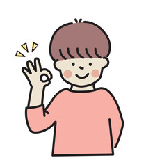 OKサインを出す男性イラスト
