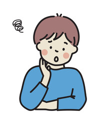 頬杖をついて悩む男性