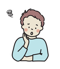 頬杖をついて悩む男性