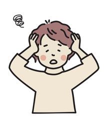 頭を抱える男性