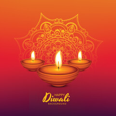 Obraz na płótnie Canvas Happy diwali festival background with decorative floral design