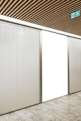 Mock up. Billboard banner, store showcase window inside the shopping mall