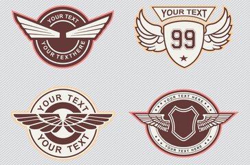 hand drawn emblem design with wing