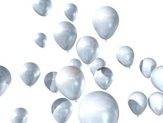 White air balloons isolated on a transparent background. 3D illustration