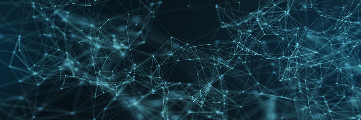 Abstract futuristic - technology with polygonal shapes on dark blue background. Design digital technology concept. 3d illustration.