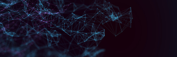 Abstract futuristic - technology with polygonal shapes on dark blue background. Design digital technology concept. 3d illustration.