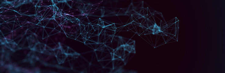 Abstract futuristic - technology with polygonal shapes on dark blue background. Design digital technology concept. 3d illustration.