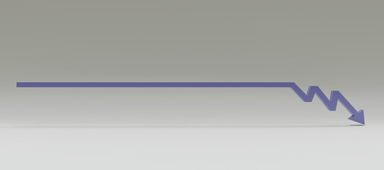 Business graph arrow dropping down. Price falling, bankruptcy concept