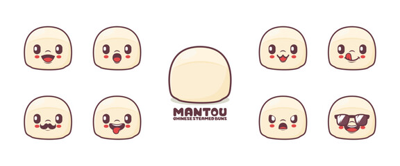 Mantou cartoon. food vector illustration