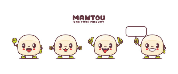 Mantou cartoon mascot with different expressions